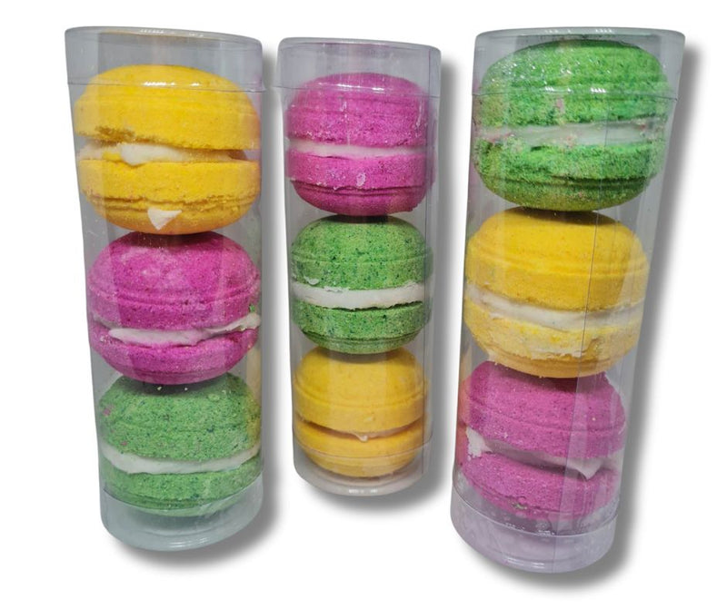Bath Bomb Macarons Filled With Bubble Bath Cream - Throw them under the tap while running the bath for mountains of fluffy bubbles.