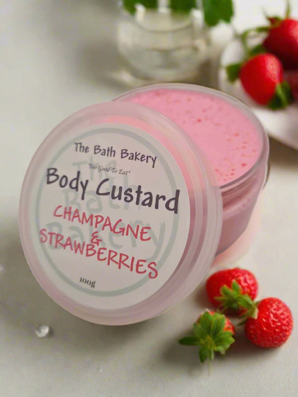 BodyMoisturiser-BodyCream-BodyCustard-BodyTrifle-Moisturiser-BodyButter-Champagne & Strawberries-www.thebathbakery.com.au