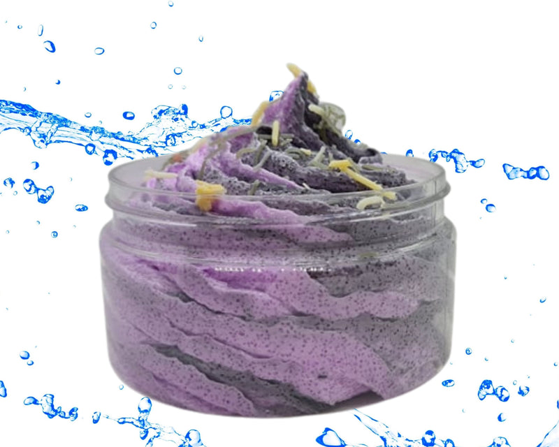 Foaming Whipped Sugar Scrub - Black Raspberry. Made from scratch & NO Premade/Prebought bases used