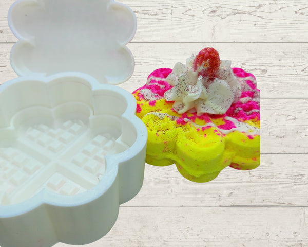 3D Printed Heart Shaped Waffle Bath Bomb Mould - Mini